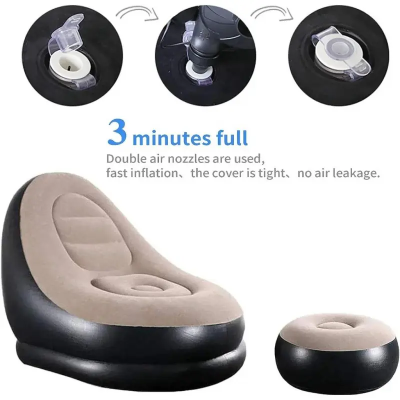 Sofa Angin Intime Santai dengan Sandaran Kaki & Pompa Kaki Portabel Diameter 98cm Tinggi 92cm Kapasitas 120kg Cocok untuk Tidur Siang dan Kursi Santai Luar Ruangan