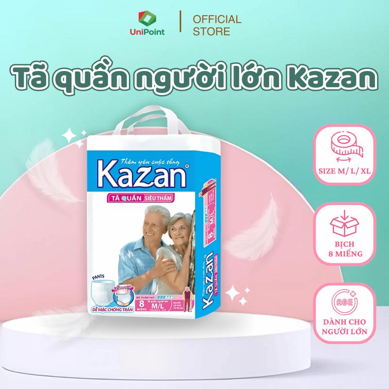 Tã Quần Người Lớn Kazan M/L/XL, Size M/L (8 Miếng), Size XL (7 Miếng), Thấm Hút Tốt - Tả Bỉm Kazan Nam Nữ Unisex Dùng Dược cho sản phụ