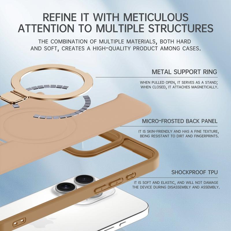 Product Introduction of Shockproof Magnetic Kickstand Matte Case For iPhone 16 15 14 Plus 13 12 Pro Max Case With Holder Stand Cover for Magsafe 1