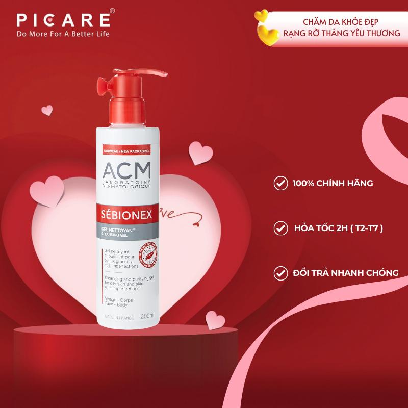 Sữa Rửa Mặt Acm  Làm Sạch Sâu Cho Da Dầu Mụn Sebionex Cleansing Gel 200ml anetos sữarửamặt sữarửamặt tiam Skincare Nữ Gel Rửa Mặt