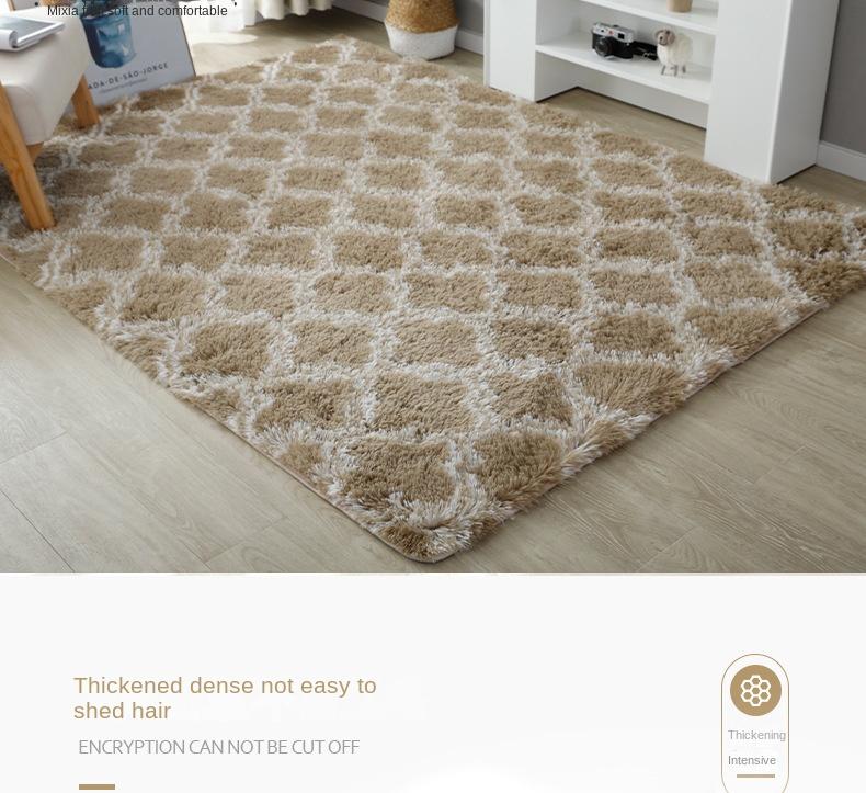Product Introduction of Thảm trải giường hoàn toàn, phong cách Bắc Âu, nâng cấp mềm mại và mịn màng, nhuộm cà vạt, với mô hình len và lụa, thích hợp cho phòng Khách, bàn trà và thảm đầu giường, thảm tóc dài, thảm trang trí đèn lồng, thảm 10