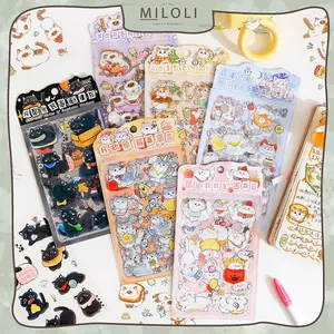 [MILOLI] 4Lembar CUTE CATS SERIES PET STICKER DIY Diary Sticker Jurnal BUJO Planner Deco Stiker Hias - B0531