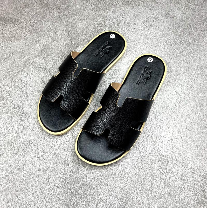 Dép quai ngang chữ H cho nam quai da đen Đế Bằng đế cao su giả gỗ cao cấp boy cháy phố - Dép nam đẹp 2024