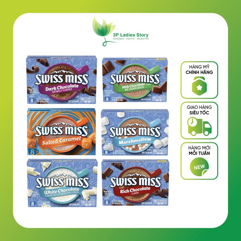 HỘP 8 GÓI SOCOLA NÓNG Swiss Miss Chocolate Hot Cocoa Mix, ĐEN / SỮA / TRẮNG / KHÔNG ĐƯỜNG 0