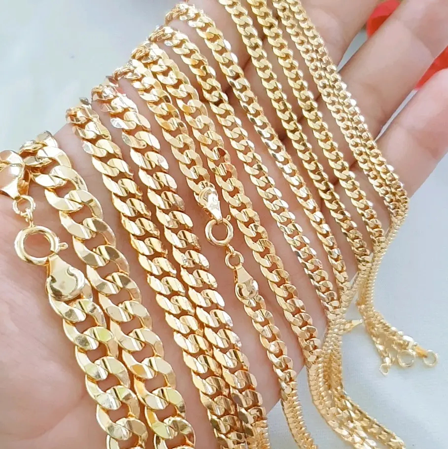 Dây Chuyền khoen lặt 2 chỉ , 3 chỉ, 5 chỉ, 1 lượng mạ màu vàng 18 Trang Sức