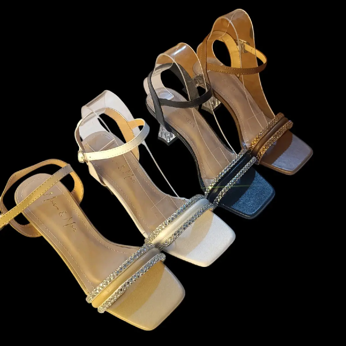 Giày cao gót nữ sandal quai ngang xoàng đá hậu C gót mika 7cm Shoes DéP Women Nhung Jean