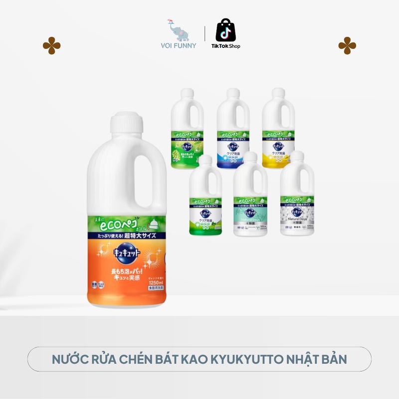 Nước Rửa Chén Bát Kao Kyukyutto - Nội Địa Nhật Bản 1250ml