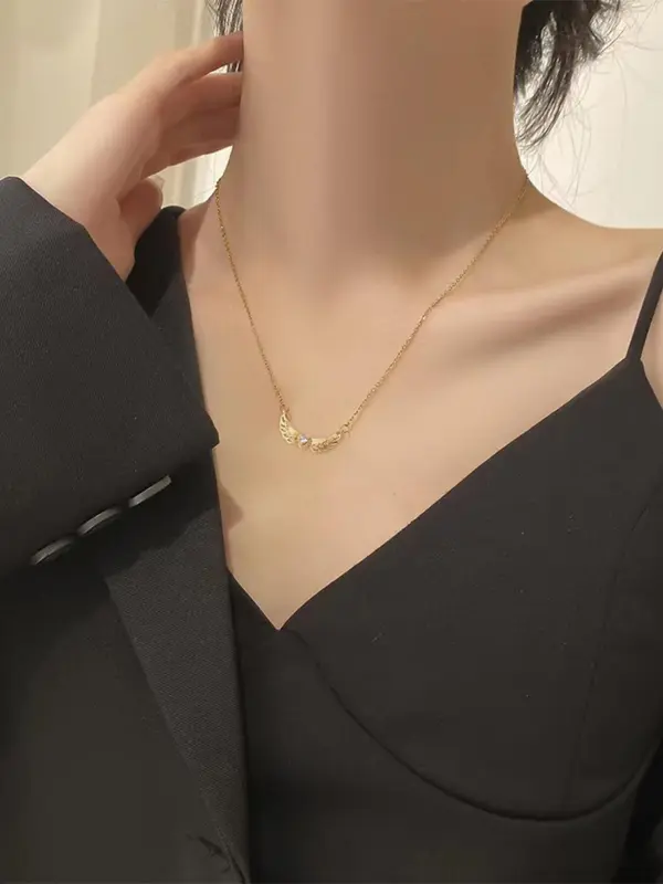 Fashion Angel Wing Design Pendant Necklace for Women & Girls, Fashion Jewelry for Party, Daily Clothing Decor, Trendy All-match & Exquisite Jewelry for Birthday Gift 2