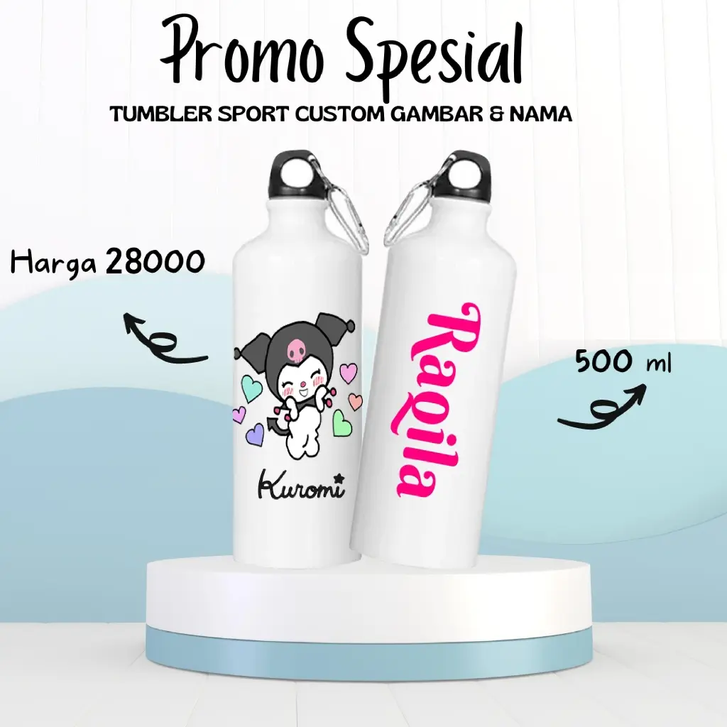 TUMBLER Custom karakter sanrio lucu & custom nama - cetak 2 sisi tumbler