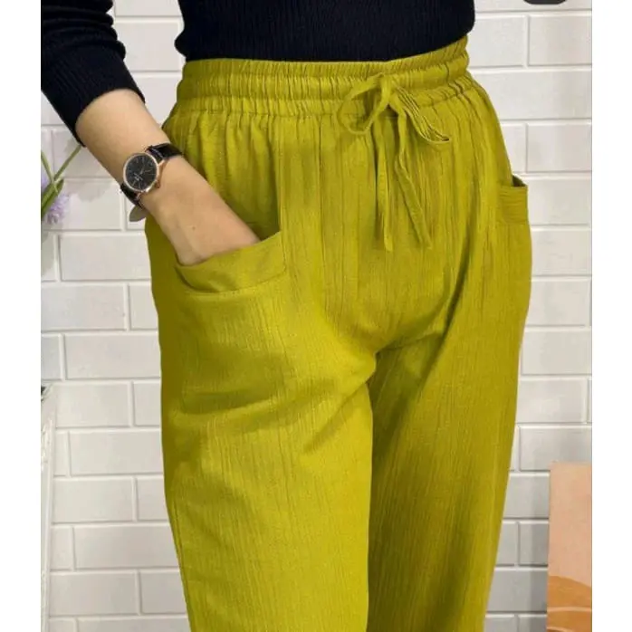 CELANA7/9 CRINGKEL LINEN Panjang Katun Karet Lembut Nyaman Wanita Kain Standar Fit Formal celana jumbo 2