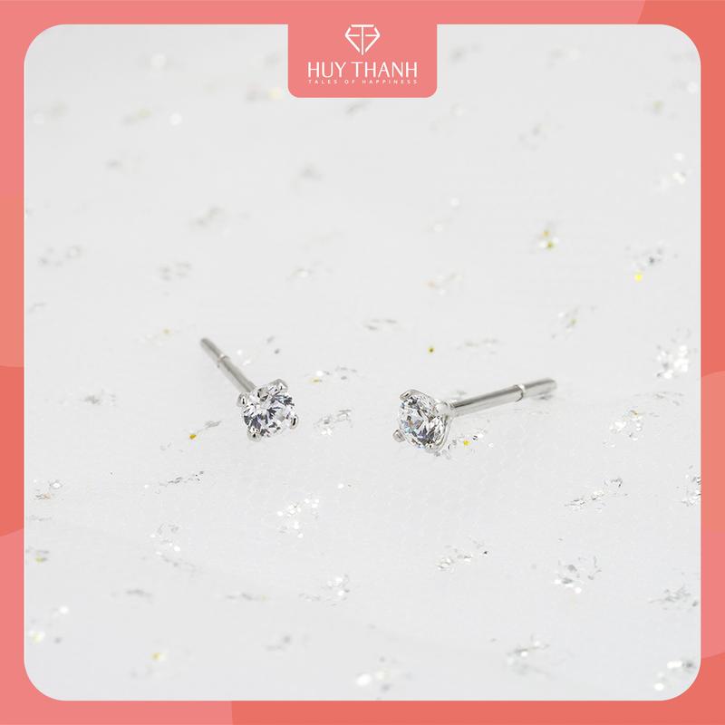 HuyThanhJewelry BTAM100 Hoa Tai Nụ Vàng 10k Gắn Đá Lấp Lánh Phong Cách Unisex Dành cho Cả Nam và Nữ