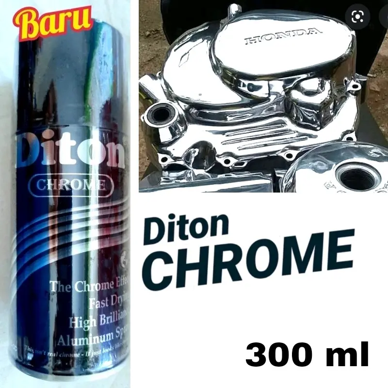 (JAWA) Cat Pilok Diton Chrome 300ml BESAR Crom Krom Mengkilap Efek Kaca Besi Otomotif 300cc