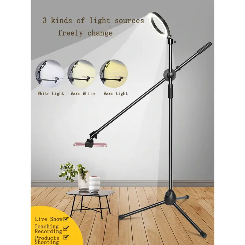 Tripod Stand Holder Smartphone Boom Arm & Ring Light - Stand HP Smartphone - Lightupfoto CN-171 3