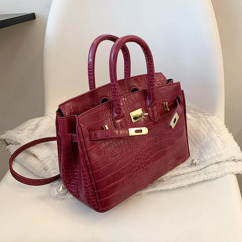 Light Luxury Crocodile Pattern High Quality Bag Women's Big Bags New Fashion Shoulder Crossbody Portable Birkin Bag Wedding Bag Bridal Bag