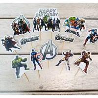 Gambar 1 set topper hiasan tusukan kue cake nasi tumpeng ulang tahun happy birthday karakter avenger avengers dari Rean Shoop_NEW Kota Bekasi 1 Tokopedia