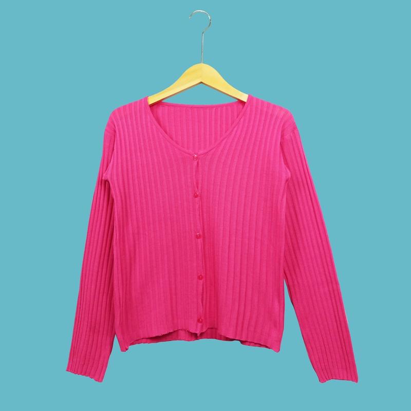 Cardigan Rajut Crop Top Long Sleeve Kancing Baju Wanita Knitwear Tangan Panjang Sweater Atasan Lembut 7