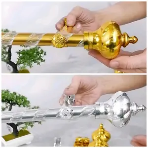 Batang gorden fullset ukuran (50,60,75,100,125,150,175,200(cm)) besi alumunium tirai gulung jendela