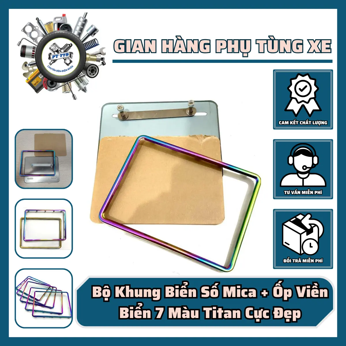 COMBO Bộ Khung Biển Số Mica - Ốp Viền Biển 7 Màu Titan Đầy Đủ Cực Đẹp
