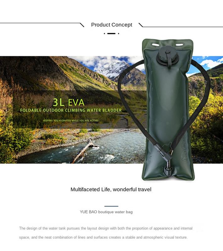 Product Introduction of Outdoor Sports Water Bag Liner Water Storage 3L Food Grade Eva Water Bag Odorless Riding Hiking Water Bag Carrying Body Kettle Bag 23