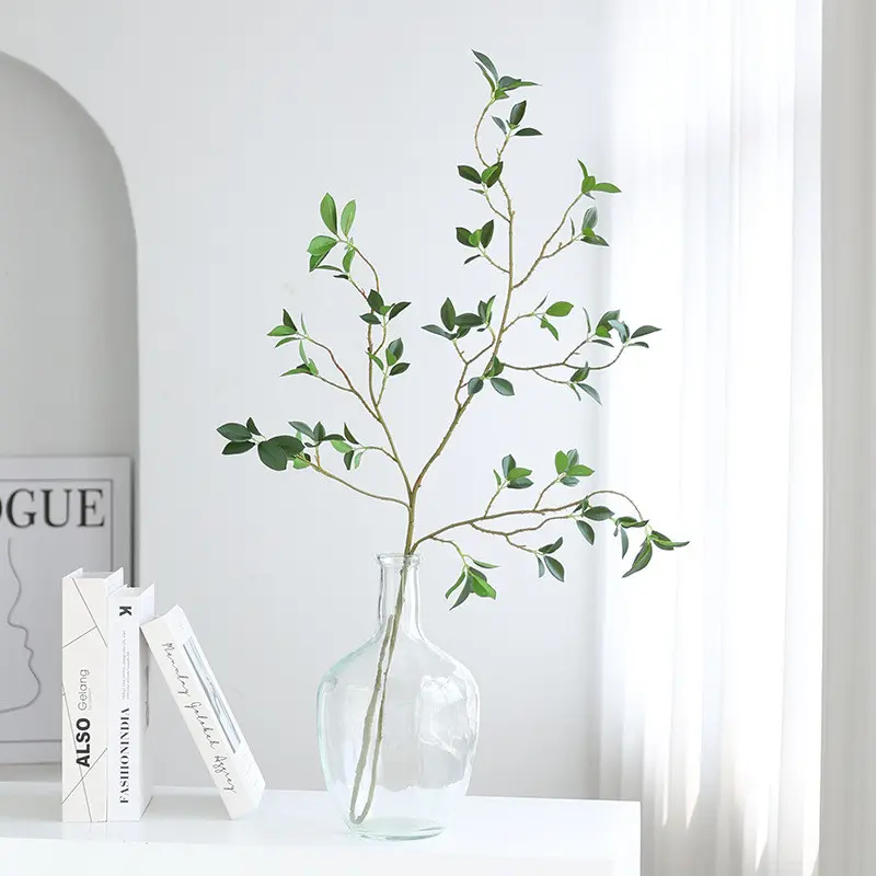 Artificial green plants, mountain tea, small banyan leaves, fake branches, cross-border artificial flowers, home decoration, photography props, plant ornaments
