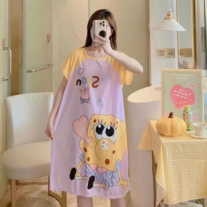 Product Introduction of Váy Ngủ Mùa Hè Dài Trung Bình Cho Nữ, Đồ Ngủ Ngắn Tay Cho Người Nổi Tiếng Trên Internet, Đồ Mặc Nhà Dáng Rộng Trực Tiếp, Cho Bà Bầu, Có Thể Mặc Ngoài Trời 17