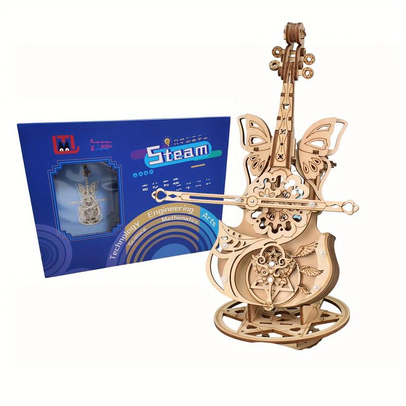 Product Introduction of Wooden Violin Design Music Box, 3D Puzzle, DIY Wooden Puzzle Kit, Creative Assembly Model, DIY Woodworking Kit for Teens & Adults 0