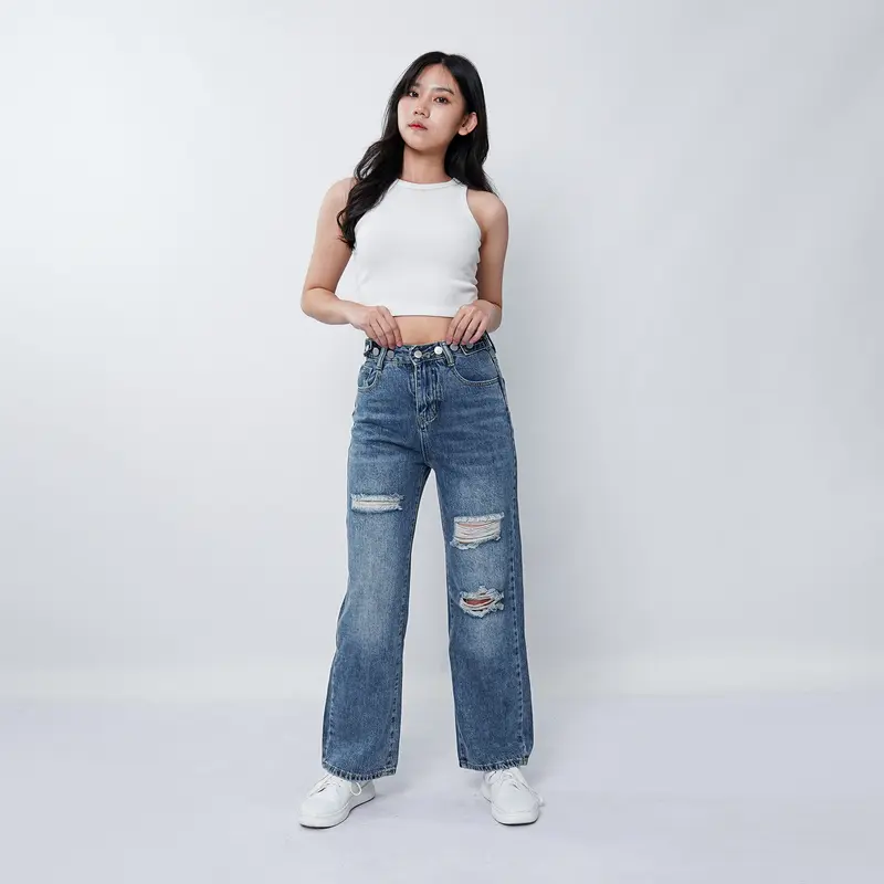 VIERLIN - Jeans 8972 - HIGH WAIST LOOSE JEANS Celana Panjang 4