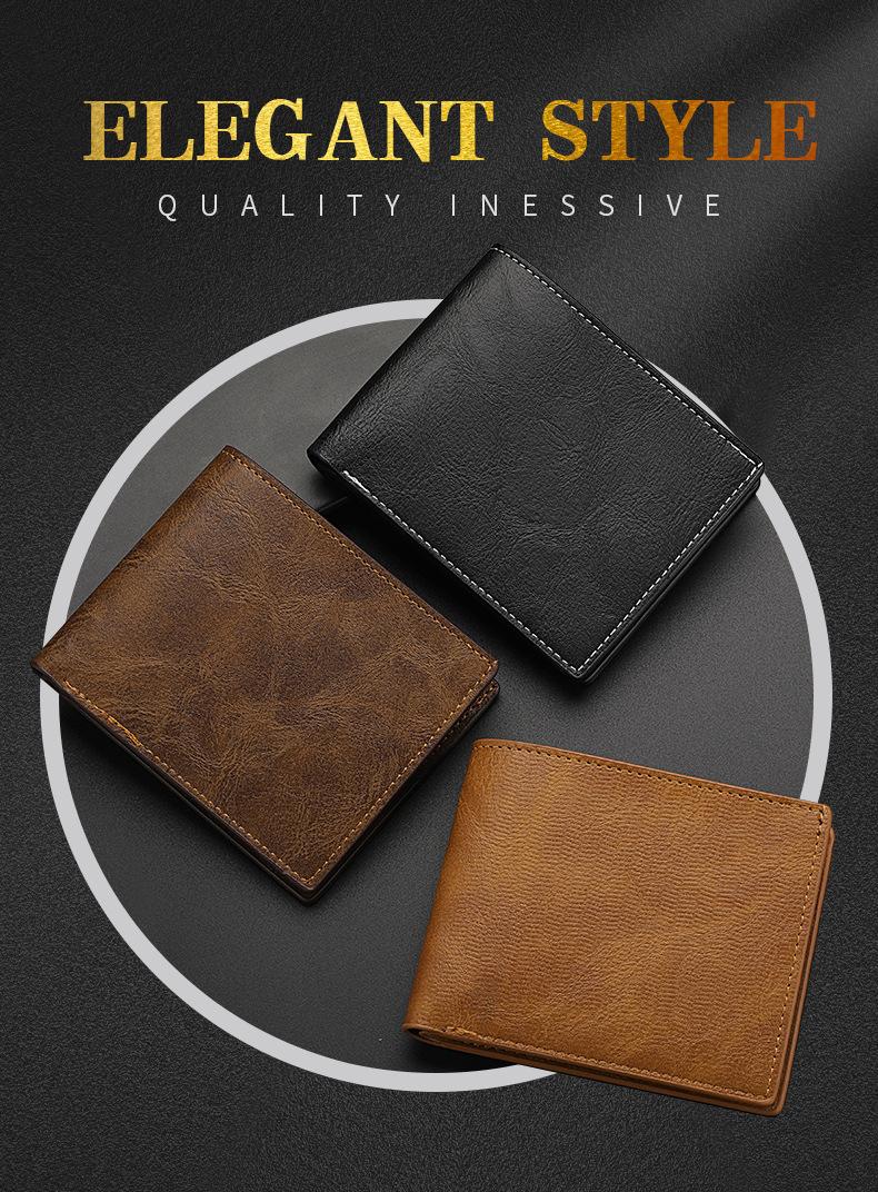 Product Introduction of Horizontal Wallet Wholesale Men's Short Wallet Men's Student Leather Wallet Retro Wallet No Logo Factory In Stock 9