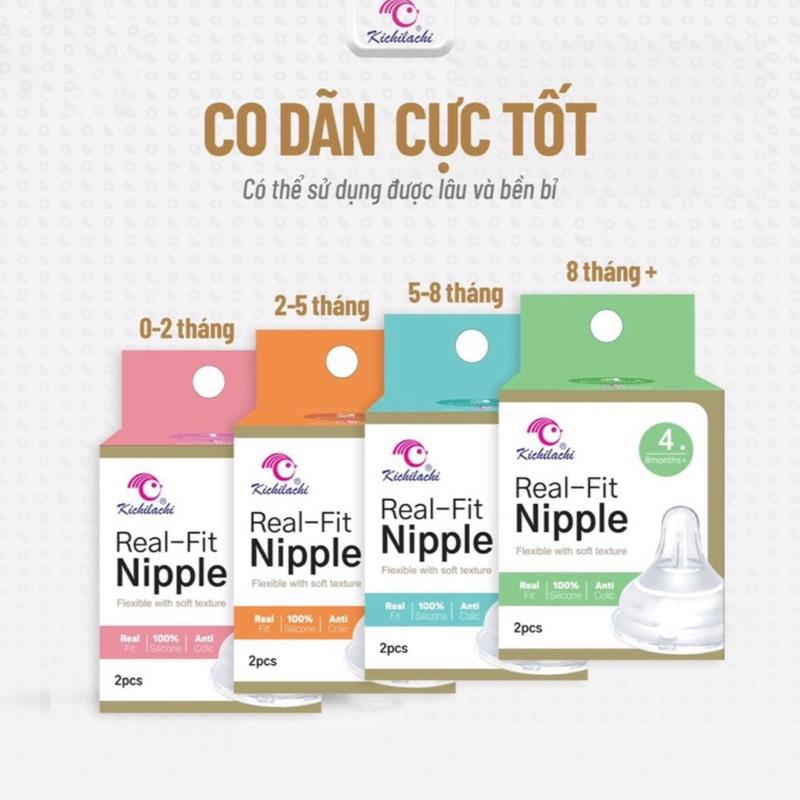 Núm  Real-Fit bình sữa Kichi cổ rộng(thay được bình pigone,moy...) 3