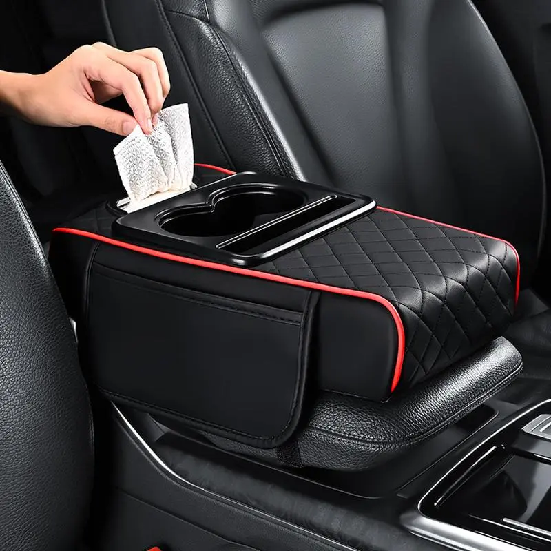 Car Armrest Box Pad, 1 Count Universal Car Tissue Box, Multi-functional Car Armrest Box Pad, Car Interior Accessories for Stowing & Tidying 0