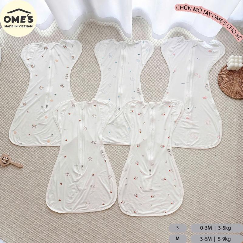 Nhộng Chũn Mở Tay Petit Thun Lạnh OME'S Giúp Bé Ngủ Ngon, Chất Liệu Mềm Và Thoáng Mát, Co Giãn Cho Bé 3-8Kg