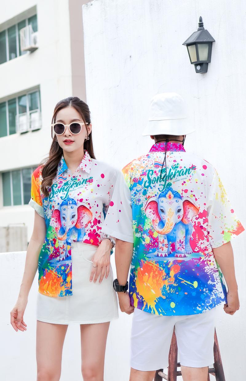 Product Introduction of HD016 เสื้อฮาวายลายใหม่2025เวอร์ชั่นใหม่ สาดสีSongkran ทรงวัยรุ่น หญิงชายใส่ได้ ผ้าโพลีพรีเมี่ยม ไซส์38-56นิ้ว งานปัาย ลายคมชัด **1ตัว** 6