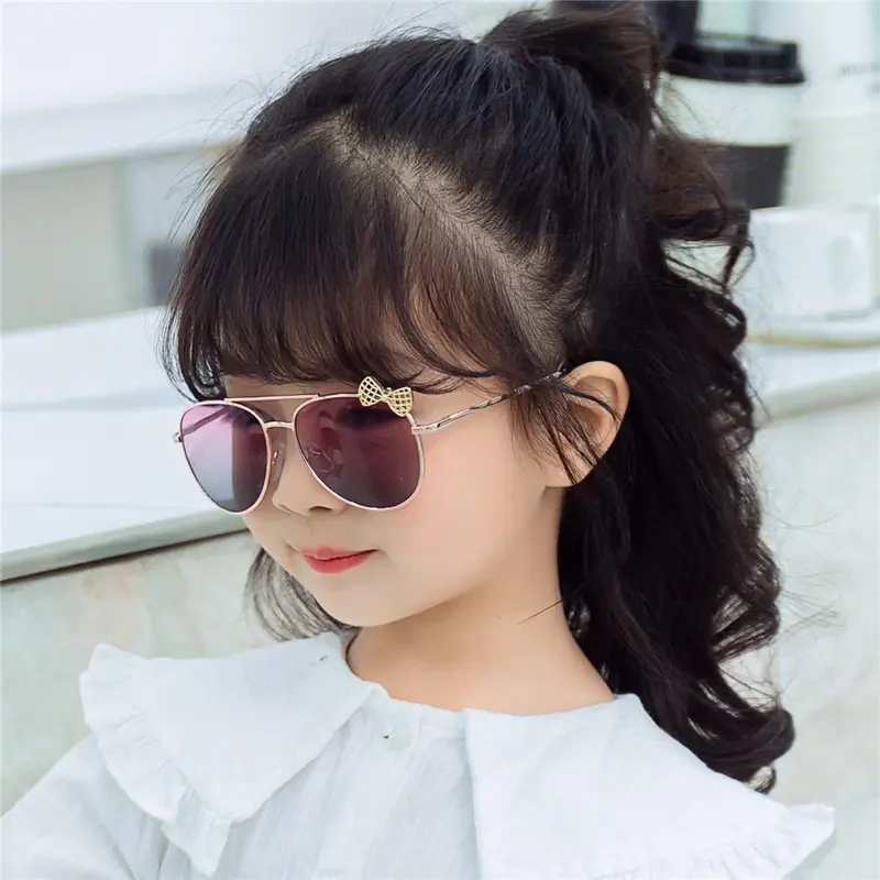 Kính Râm Dễ Thương Cho Trẻ Em, Gọng Kim Loại, Có Nơ, Thời Trang, Thích Hợp Cho Các Hoạt Động Ngoài Trời, Tiệc Tùng, Phong Cách Dễ Thương, Kính Mắt 1