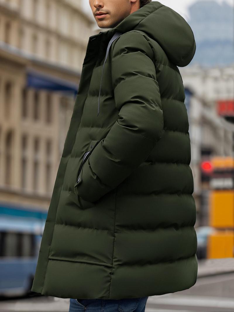 Product Introduction of Men's Solid Zip Up Thermal Lined Hooded Winter Coat, Regular Fit Casual Long Sleeve Drawstring Pocket Outerwear for Fall & Winter, Men's Clothes for Daily Wear 17