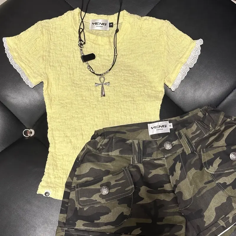 [YENG SYSTEM] Quần short camo cạp thấp y2k “ TEQUILA “ cho nữ Women 4