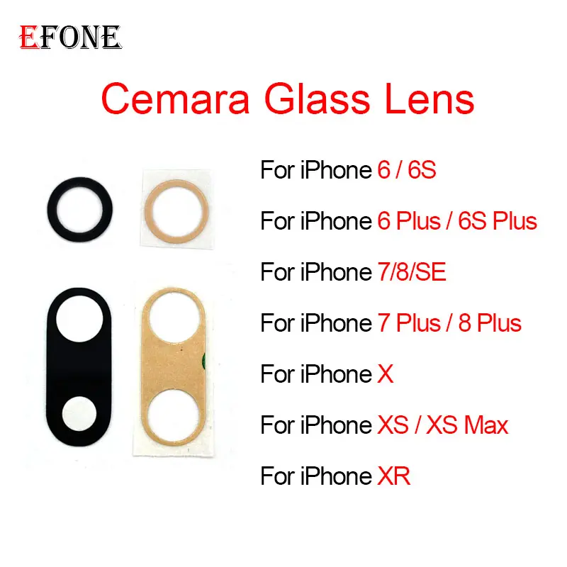 Ống kính kính sau Camera, dành cho Apple iPhone 6, 6S, 7, 8, X, XS, XR, Plus, Max, với keo