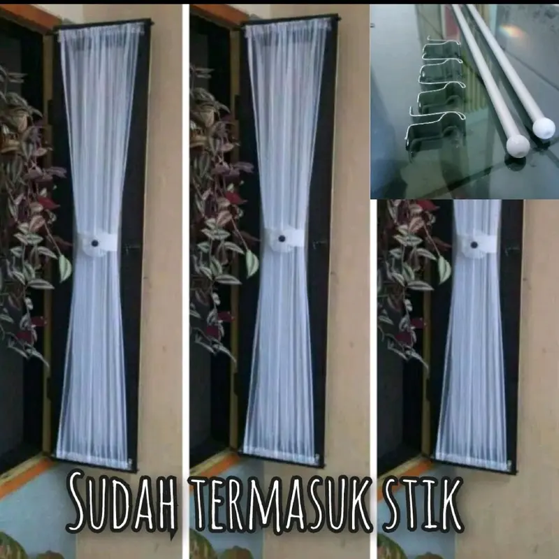 gorden kupu dan stik paket komplit Dapat disesuaikan untuk Jendela minimalis Biru 0