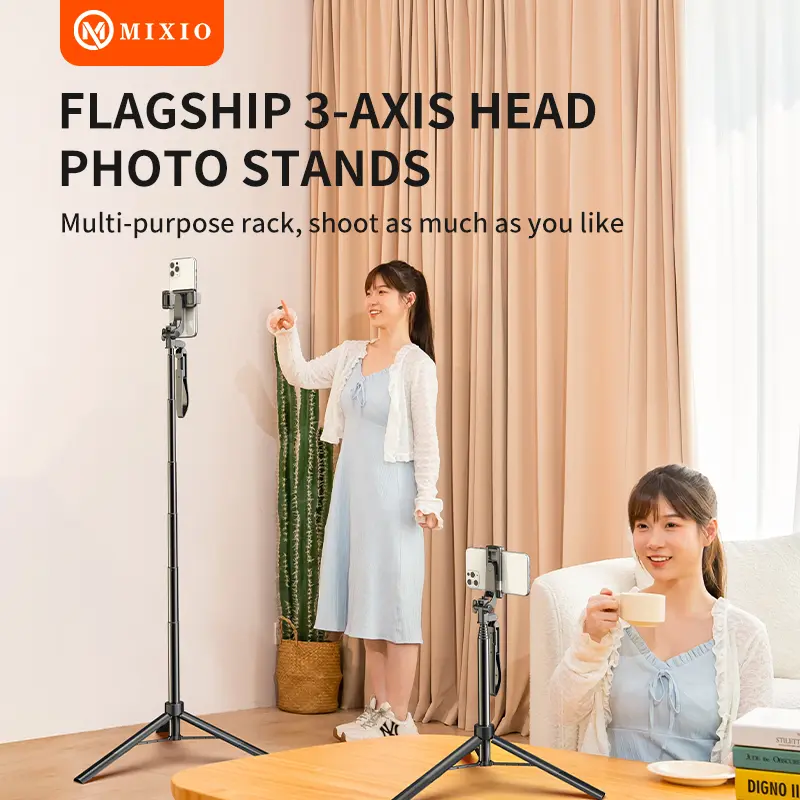 MIXIO A61L 170CM Tongsis Tripod Bluetooth Remote Selfie Stick Hand stabilizer Aluminium untuk Hp Kamera DSLR tongsis 4in1 3