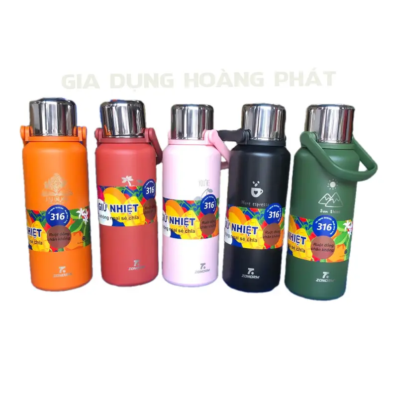 [HCM] Bình giữ nhiệt 7.ZONORM INOX 316 cao cấp, có quai xách kèm sticker nổi 1