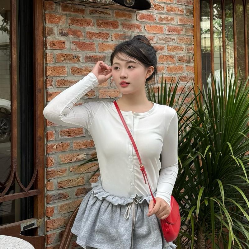 Áo Cadigan dài tay chất len tăm phong cách Hàn Quốc dành cho nữ khoác 4