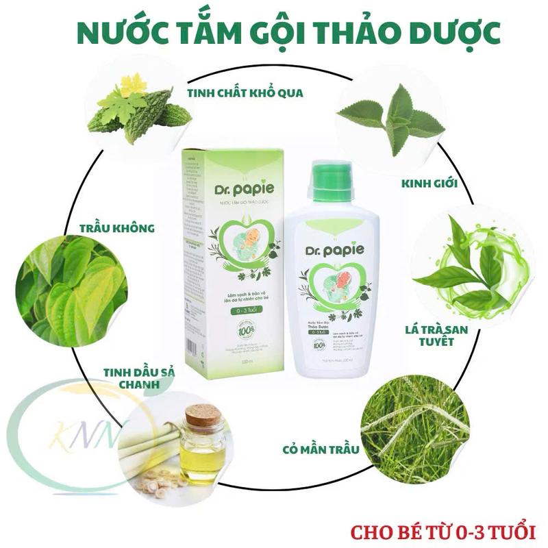 [Chính hãng] Nước tắm gội thảo dược Dr.Papie cho bé giúp dịu mát da, ngăn ngừa rôm sảy, mẫn ngứa 2