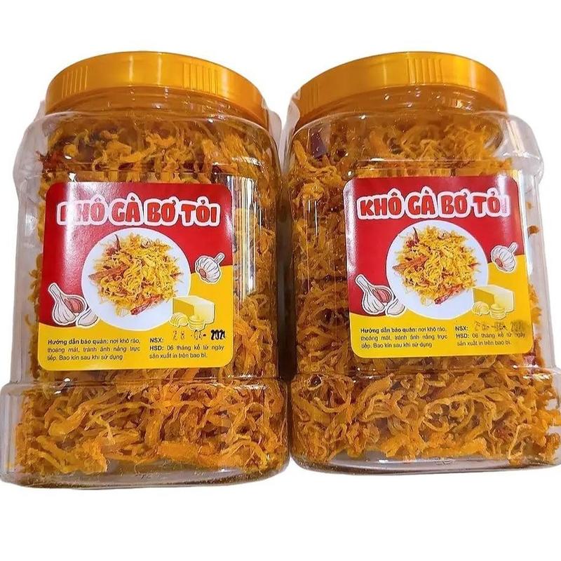 Khô Gà Bơ Tỏi Loại Ngon - Thức Ăn Snack Ăn Vặt Food - Thịt gà chất lượng cao và hương vị tỏi đặc trưng khô  gà Chua Nho khô