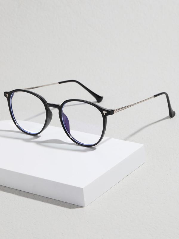 1 Pair Simple Design All-match Eyeglasses for Everyday Use, Minimalist Casual Round Frame Fashion Eyeglasses for Both Men & Women 4