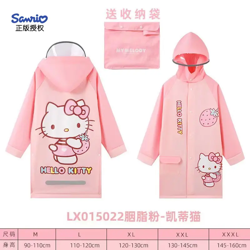 Áo mưa Hello Kitty, dày và dài, dành cho trẻ em, xe Điện có túi đi học, áo mưa một mảnh, thích hợp cho du lịch, xe máy, xe chạy pin, áo mưa cho bé