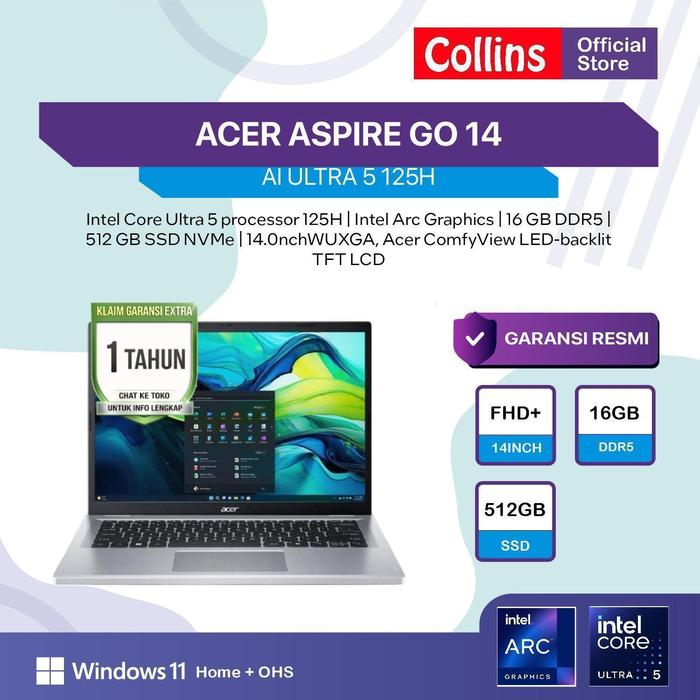 Promo ACER ASPIRE GO AG14-71M AI ULTRA 5 125H 16GB 512GB 14.0 WUXGA ...