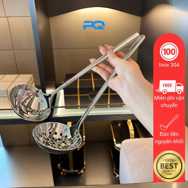 Cặp muôi múc canh chockmen inox 304 muỗng vá tay cầm dài ăn lẩu CKM263