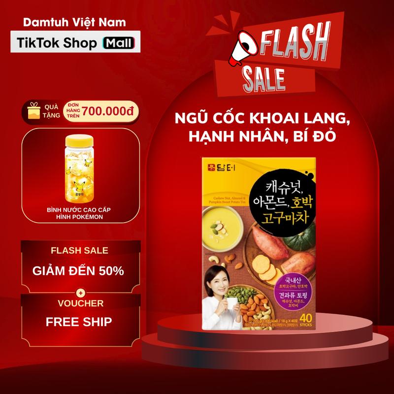 Bột ngũ cốc khoai lang, hạnh nhân, bí ngô Damtuh Hàn Quốc - Hộp 40 gói