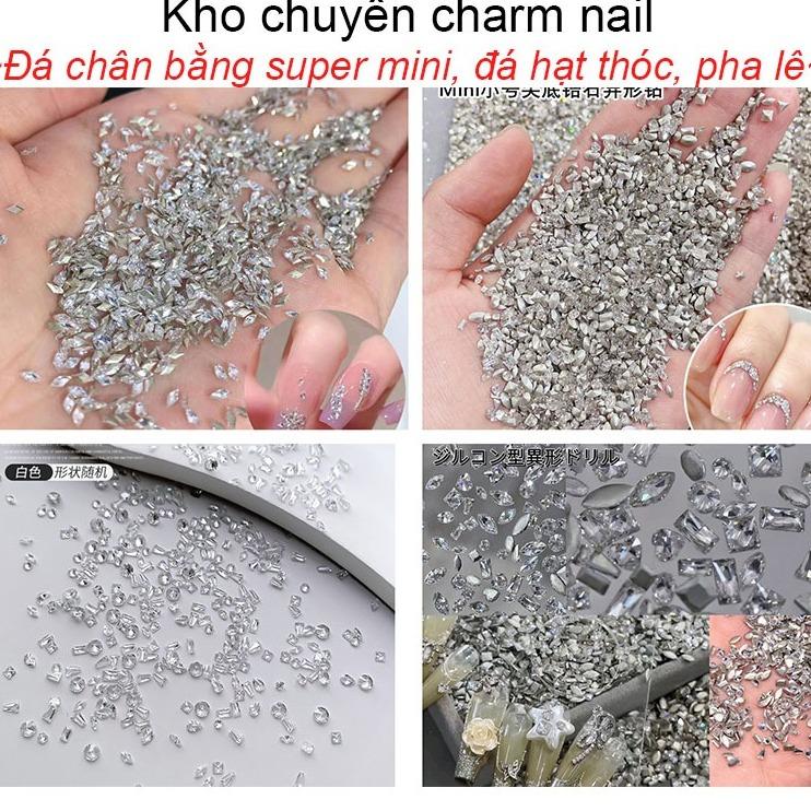 Đá Khối super mini size chân bằng hạt thóc pha lê 100 viên đính móng trang trí nail Làm Nail Nữ