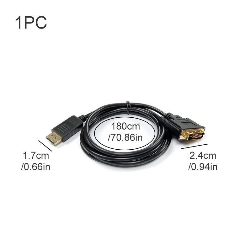 DP to DVI 24 1 Cable Adapter, 1080P DP to DVI, Conversion Cable for Monitor Projector Displayport One-way Conversion Cable 1