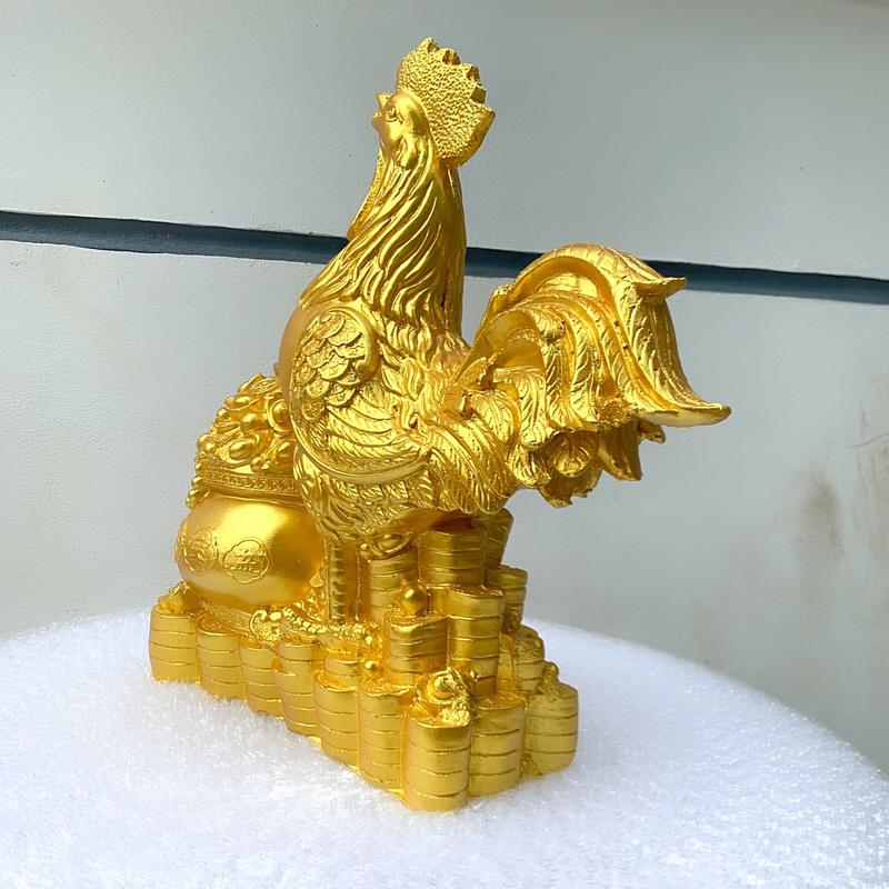Heo đất tiết kiệm GÀ BỆ VÀNG Size Đại màu vàng đồng / Ống tiết kiệm đựng tiền 7